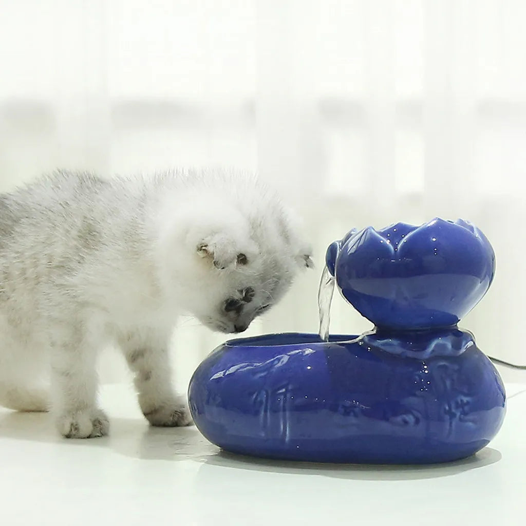 New Cat Ceramic Water Fountain Bowl - Automatic Pet Water Dispenser