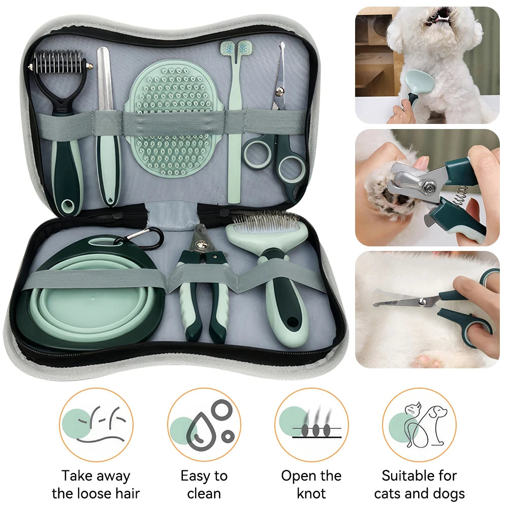 8-in-1 Dog Grooming Kit with Nail Clippers & Comb