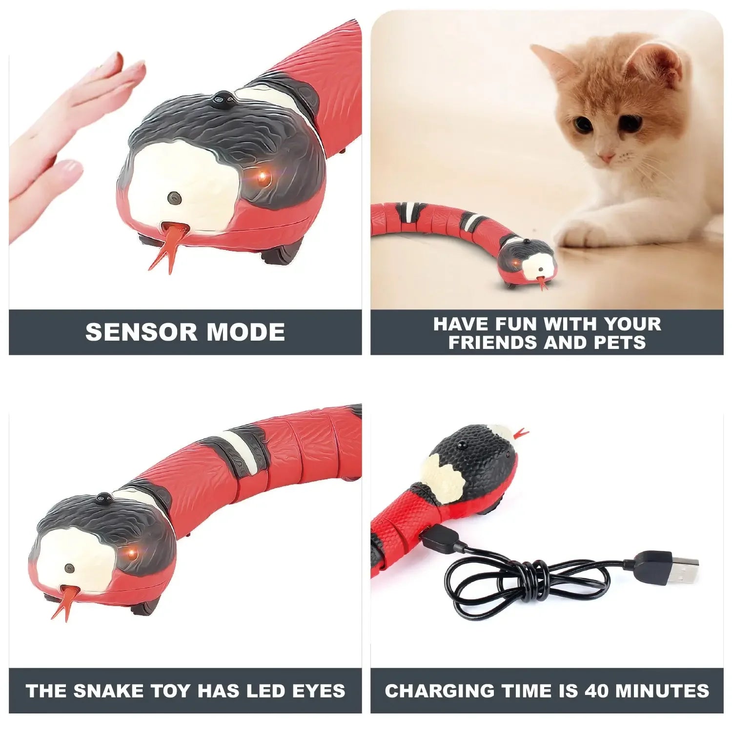 Smart Sensing Cat Toys Interactive Automatic Electronic Snake