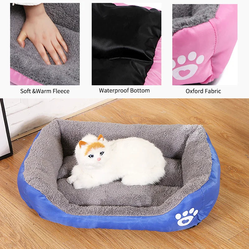 Large Plush Pet Bed - Washable Waterproof Cushion for Cats & Dogs