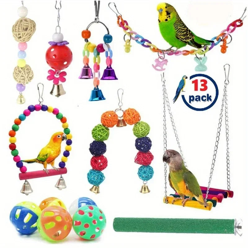 Pet Bird Parrot Swing Bell Cage Toy