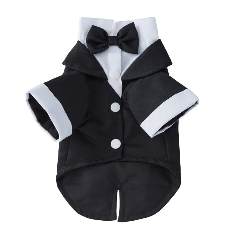 Pet Dog Formal Tuxedo Shirt with Bow Tie