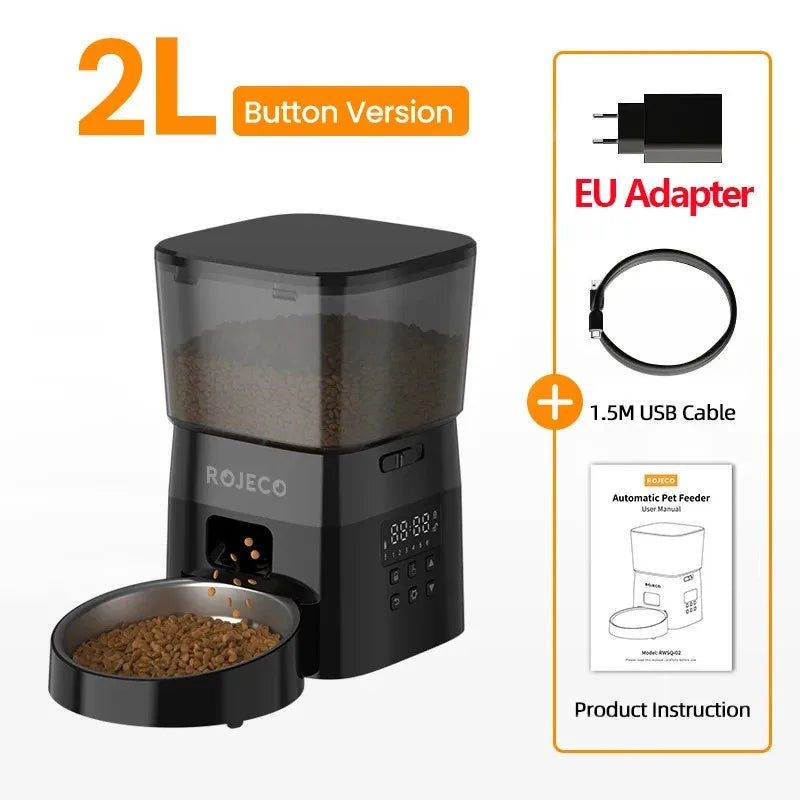 ROJECO Automatic Cat Feeder Smart Pet Food Dispenser