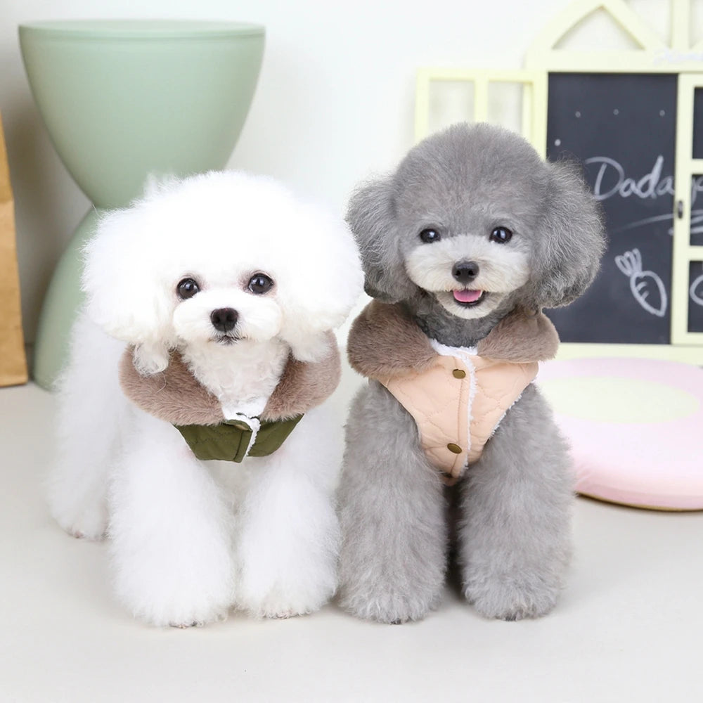 Winter Pet Coat with Big Fur Collar for Small Dogs