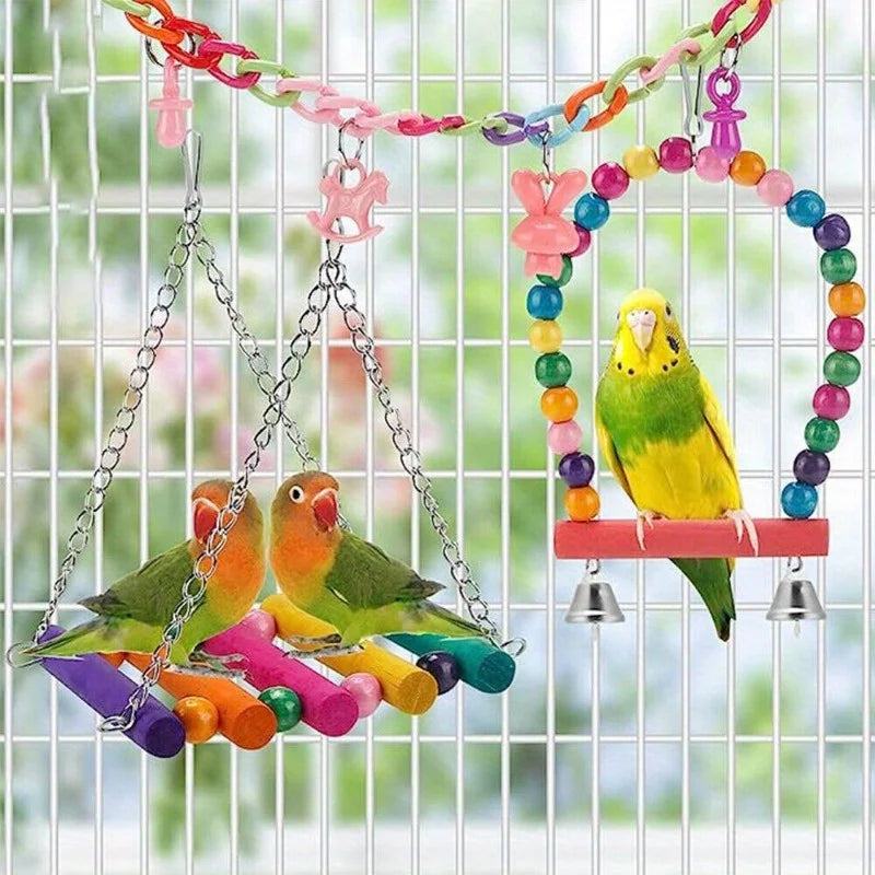 Pet Bird Parrot Swing Bell Cage Toy