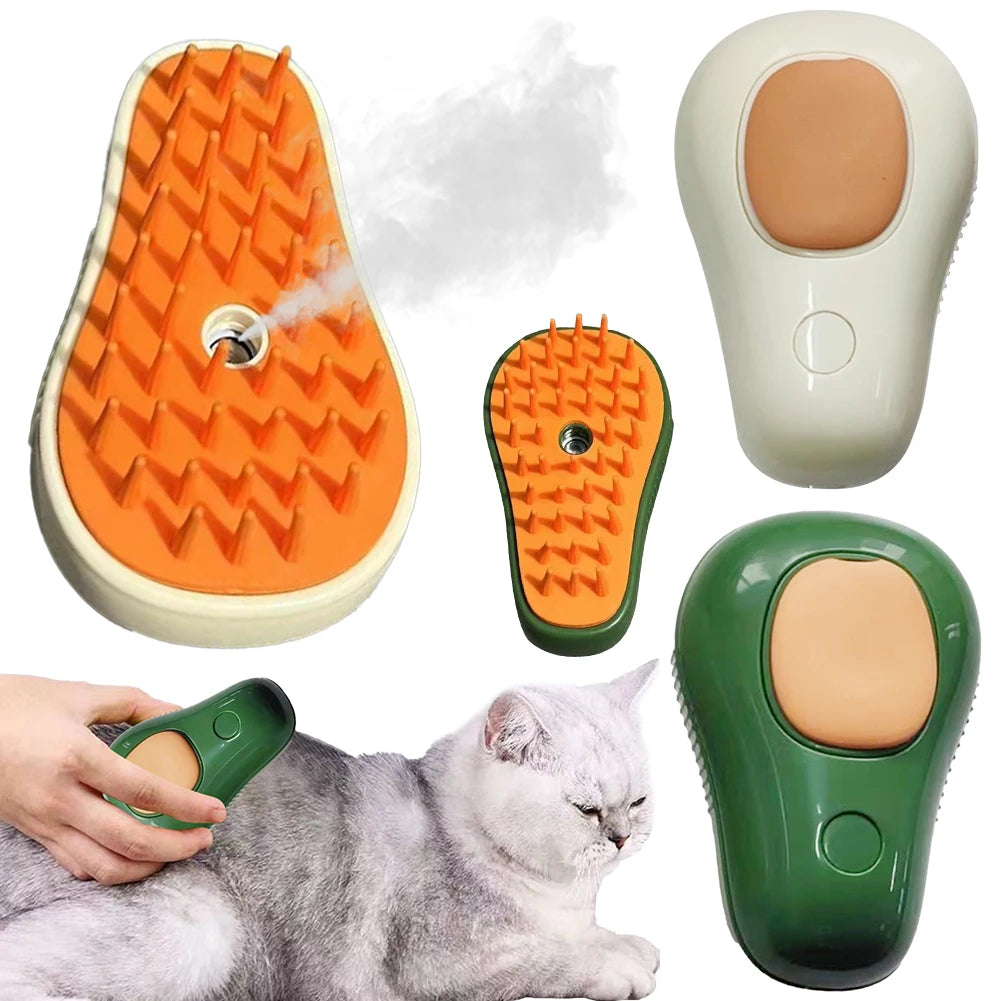 Electric 3-in-1 Dog Steamer Brush Grooming Tool