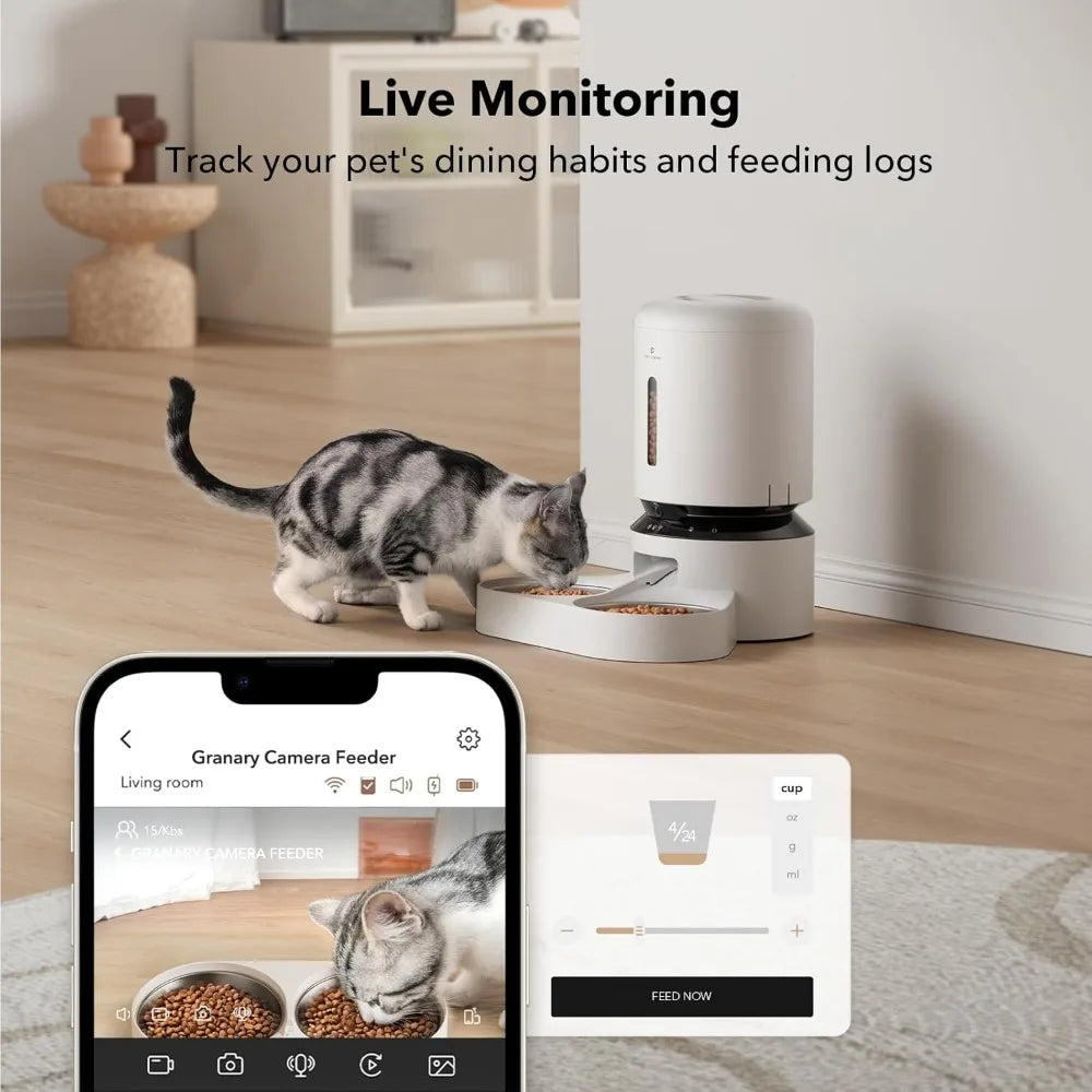 Smart Automatic Cat Feeder with Camera & App Control