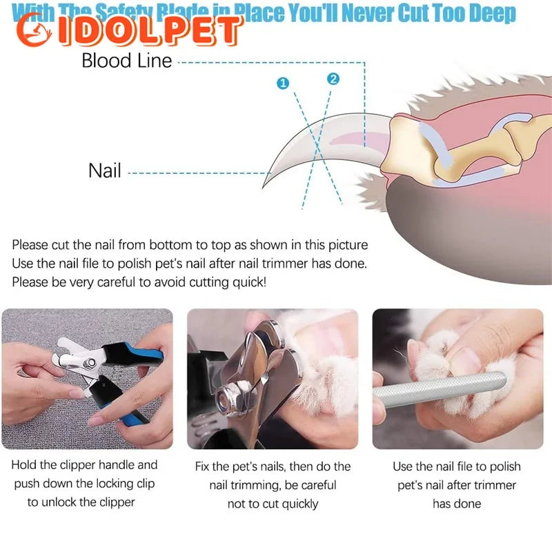 Professional Pet Nail Clipper with Safety Guard - Stainless Steel Scissors for Cat & Dog Claw Care