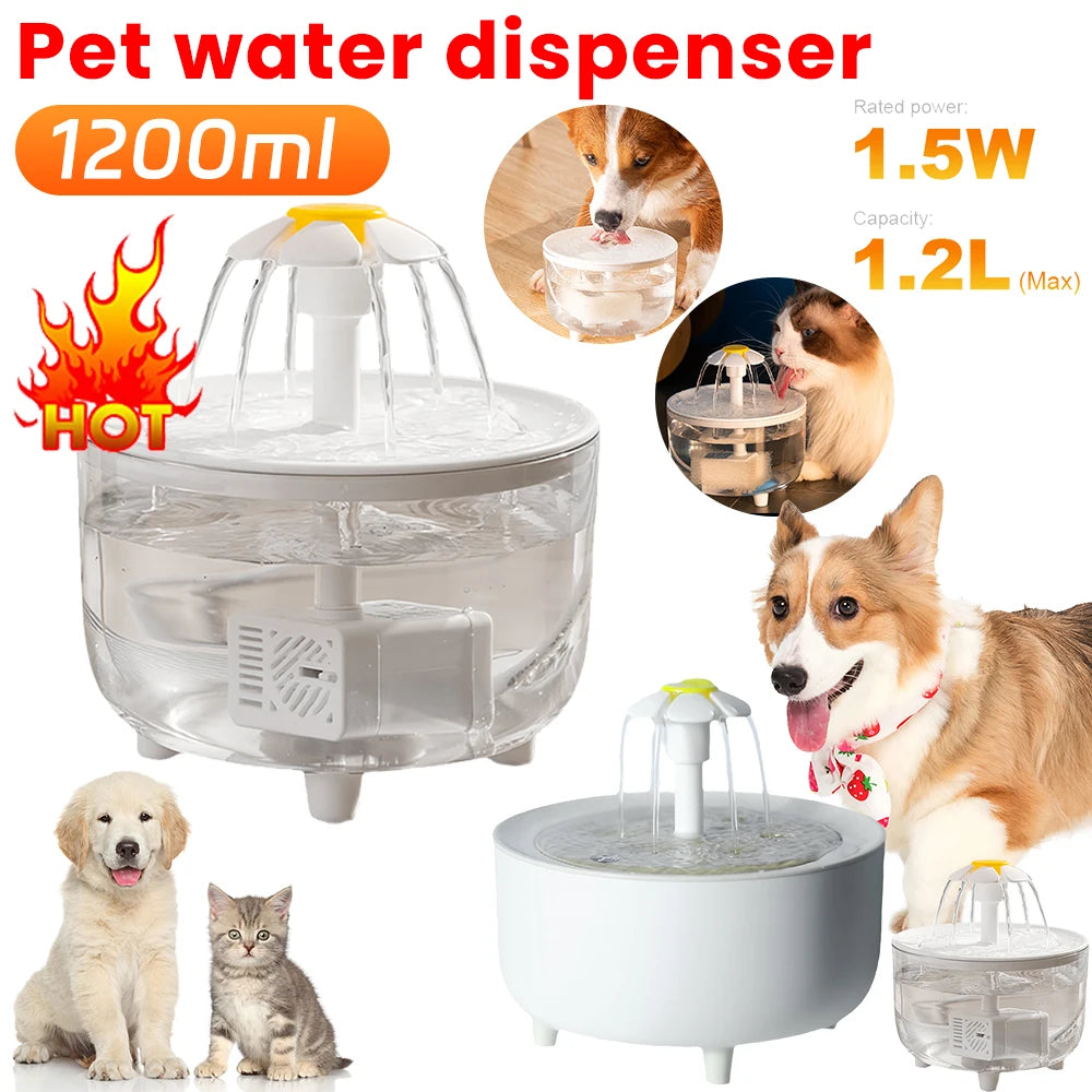 1.2L Cat Water Fountain with LED & Filters