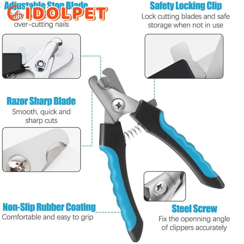 Professional Pet Nail Clipper with Safety Guard - Stainless Steel Scissors for Cat & Dog Claw Care