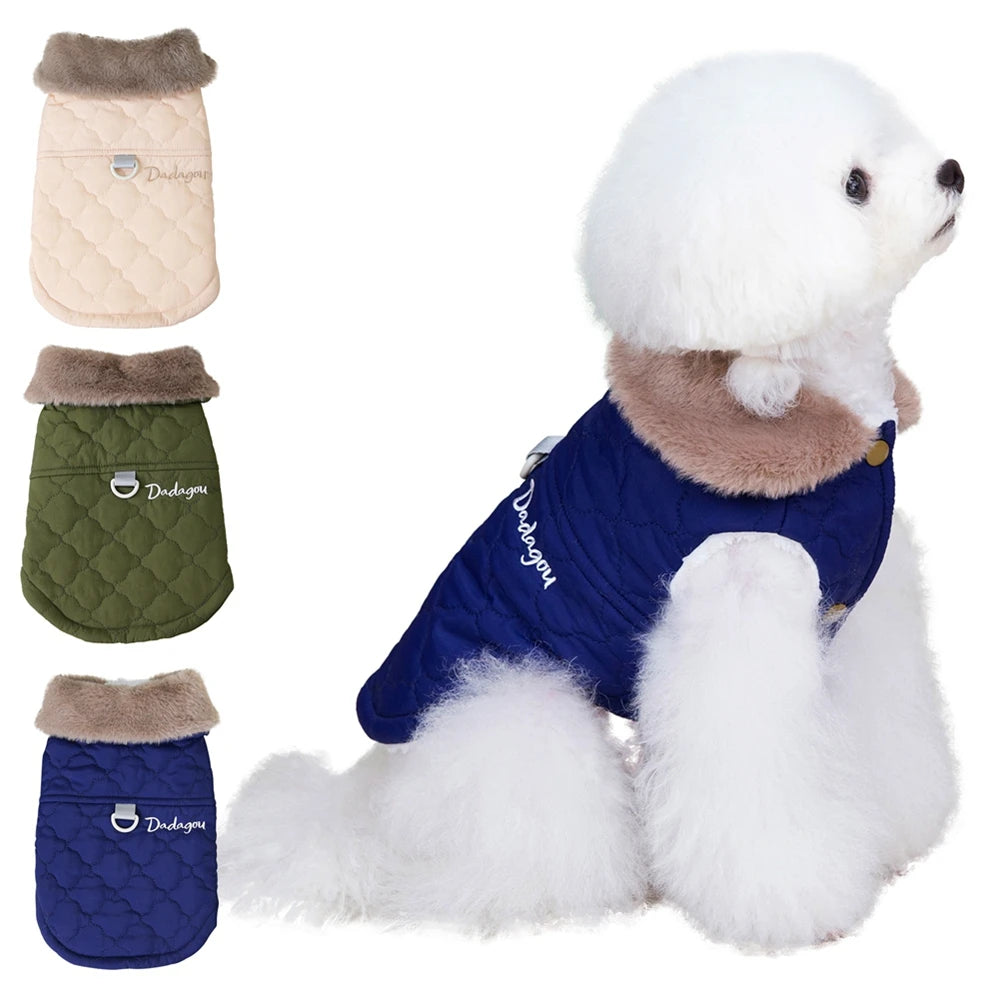 Winter Pet Coat with Big Fur Collar for Small Dogs