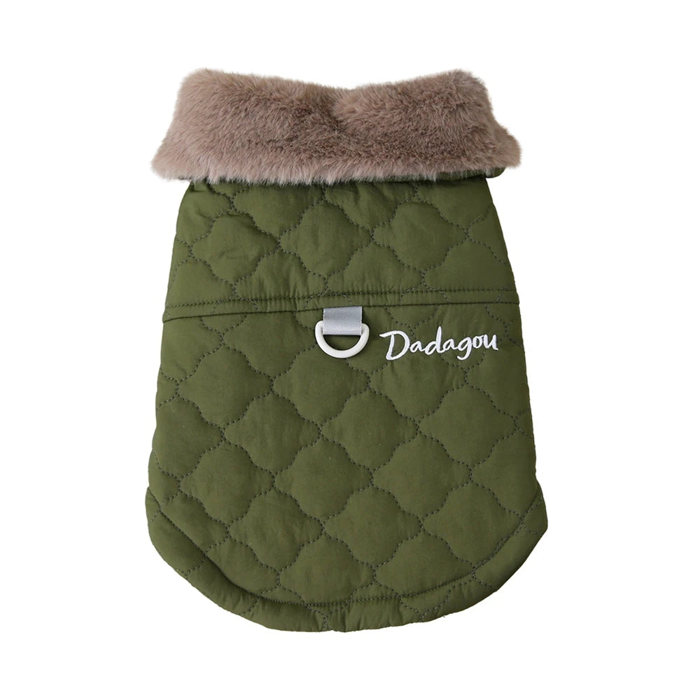 Winter Pet Coat with Big Fur Collar for Small Dogs