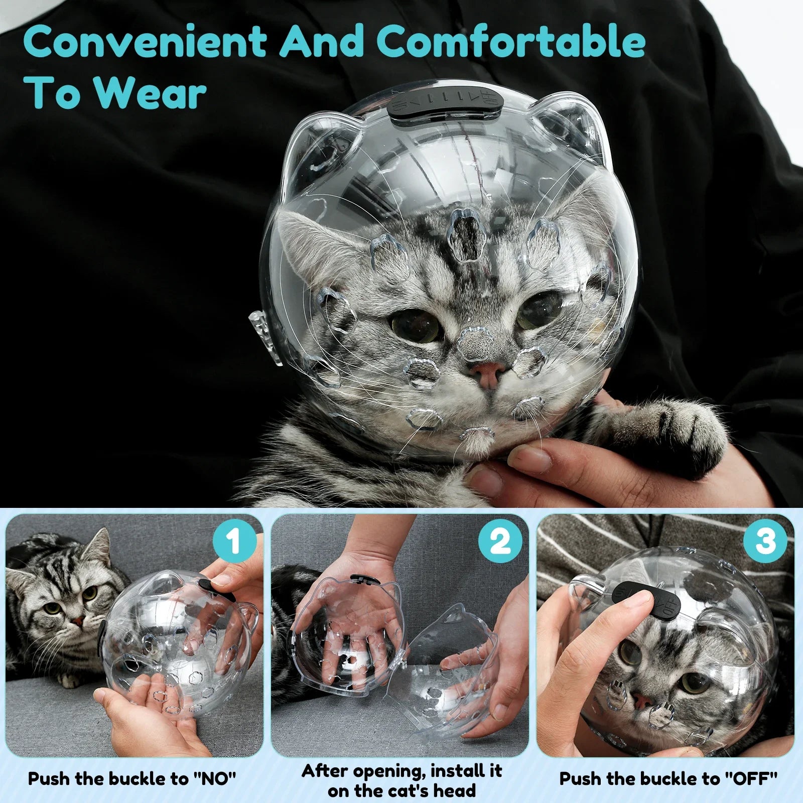 Cat Muzzle & Silicone Paw Shoes Set – Anti-Bite Protective Space Hood for Grooming