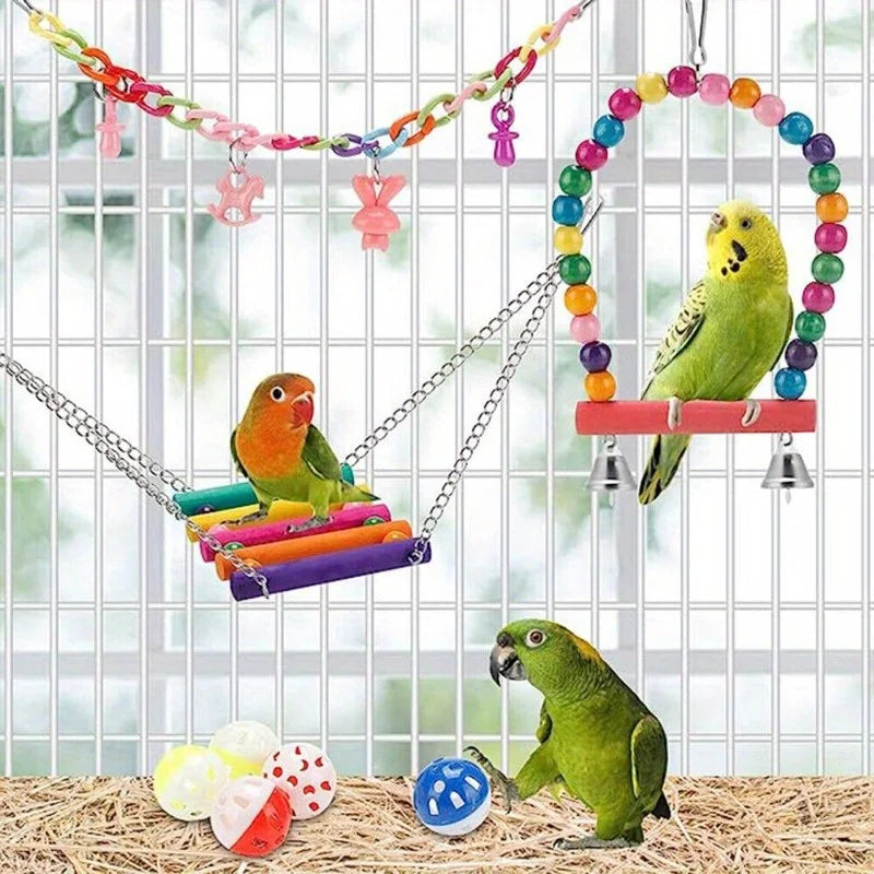 Pet Bird Parrot Swing Bell Cage Toy