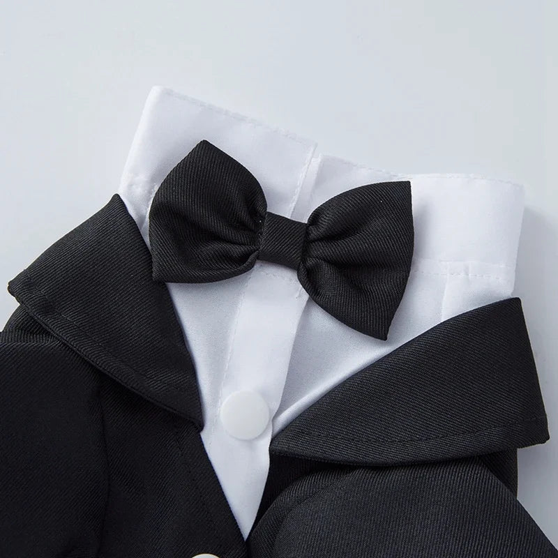 Pet Dog Formal Tuxedo Shirt with Bow Tie