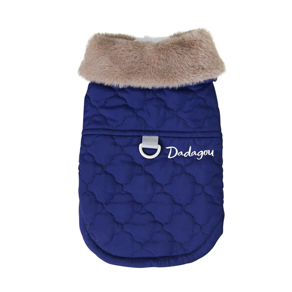 Winter Pet Coat with Big Fur Collar for Small Dogs