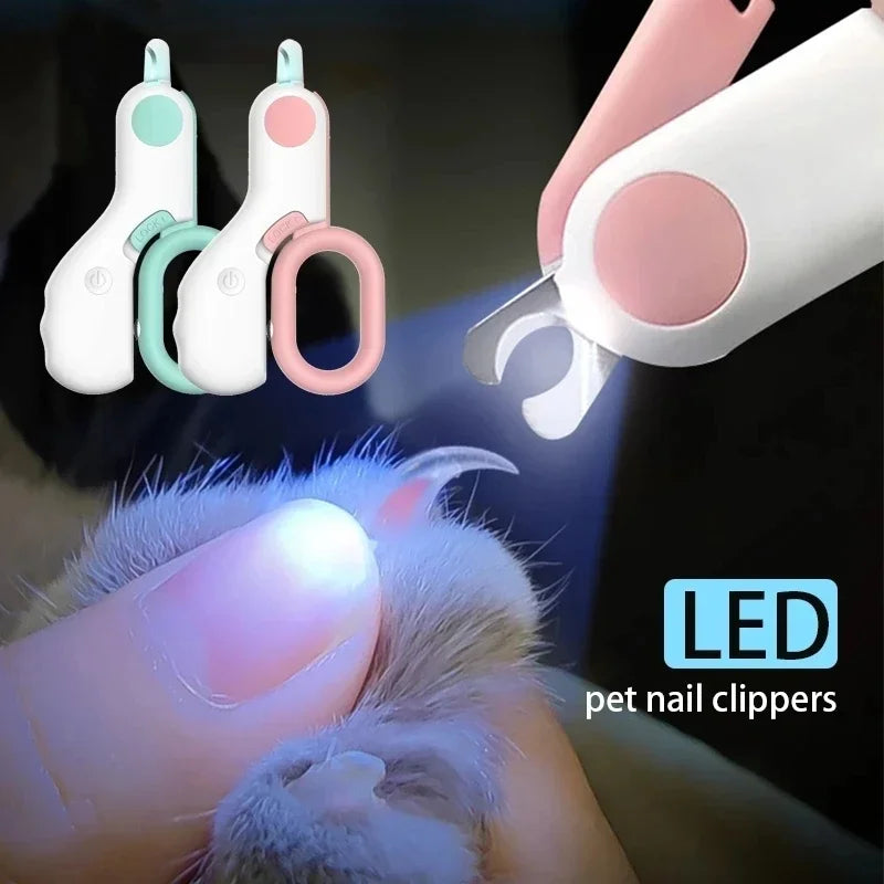 Professional Pet Nail Clipper with LED Light for Cats & Small Dogs