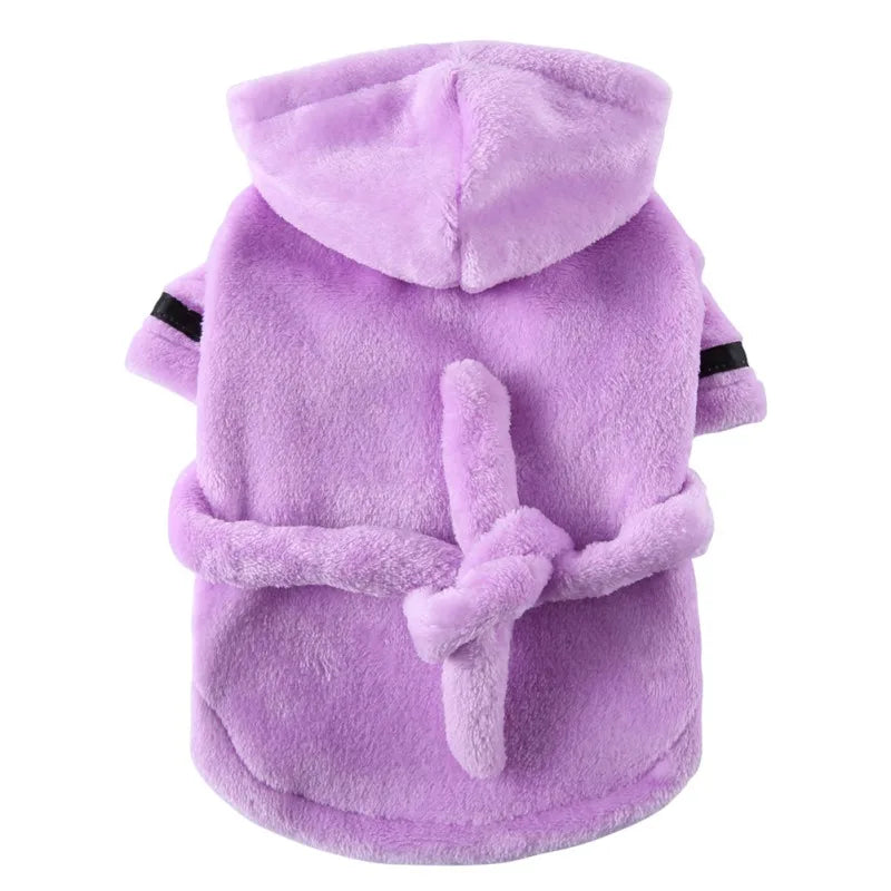 Pet Dog Bathrobe with Hood - Soft Pajamas & Drying Towel for Dogs & Cats