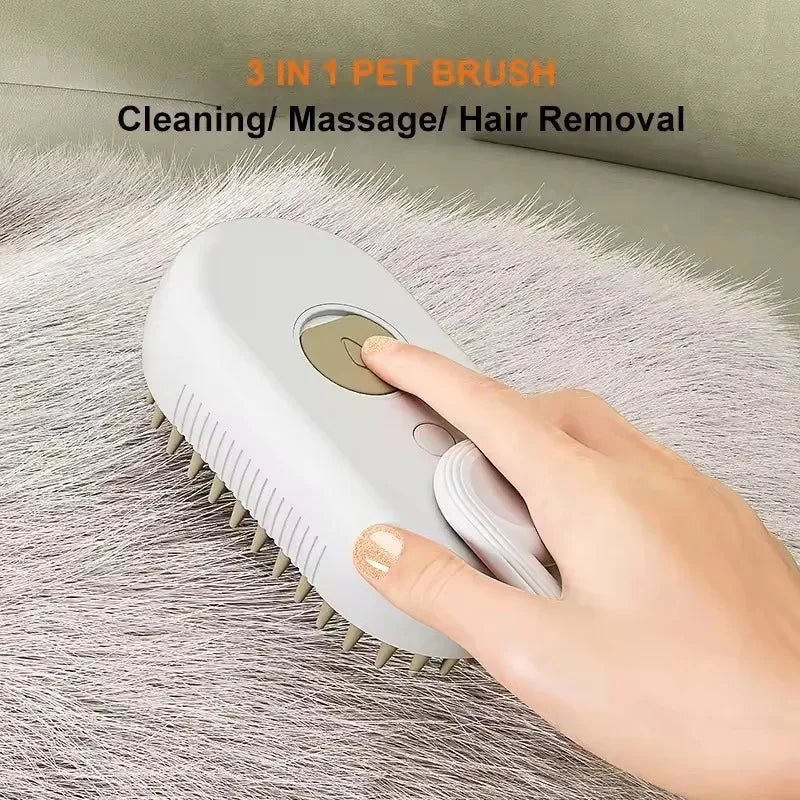 Pet Steam Brush & Comb for Cats – Electric Hair Removal & Grooming Vaporizer