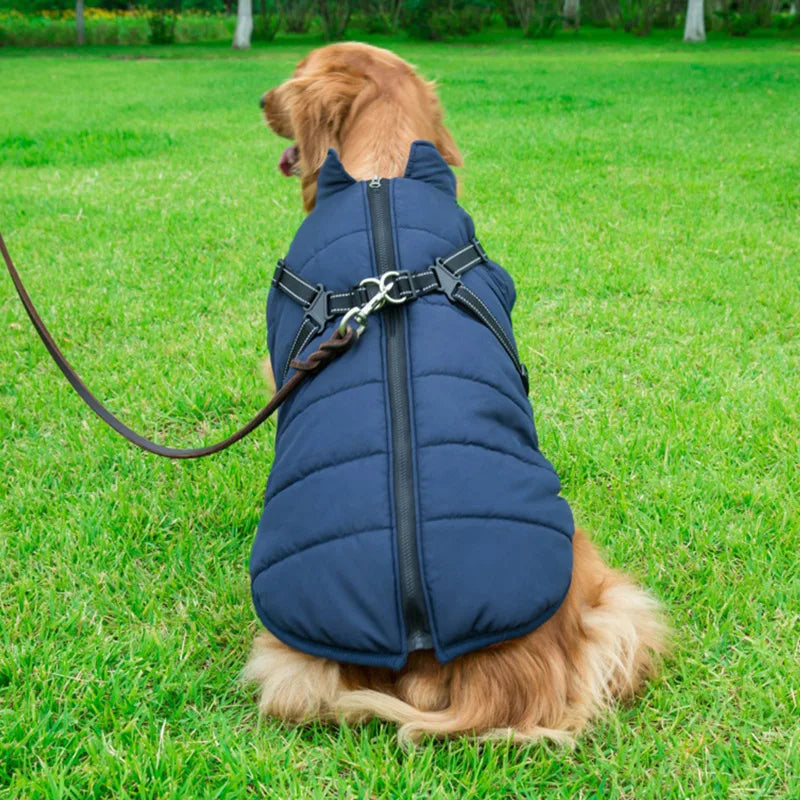 Winter Warm Dog Jacket Waterproof Pet Coat with Harness