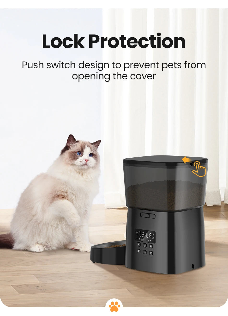 ROJECO Automatic Cat Feeder Smart Pet Food Dispenser