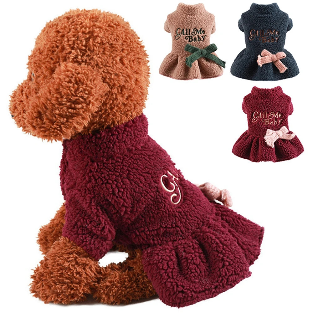 Winter Princess Skirt Bowknot Dress for Small Dogs