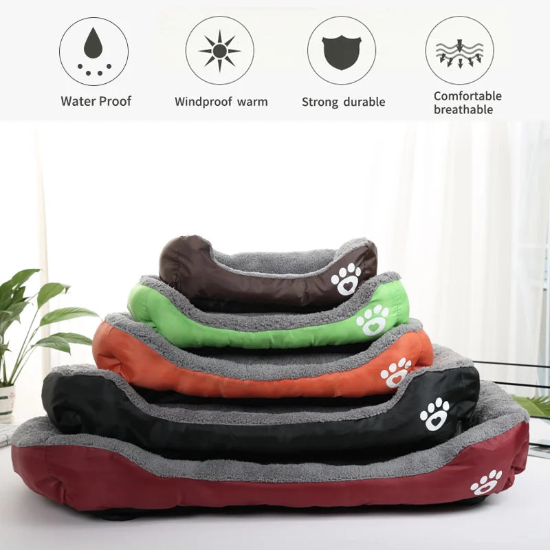 Large Plush Pet Bed - Washable Waterproof Cushion for Cats & Dogs