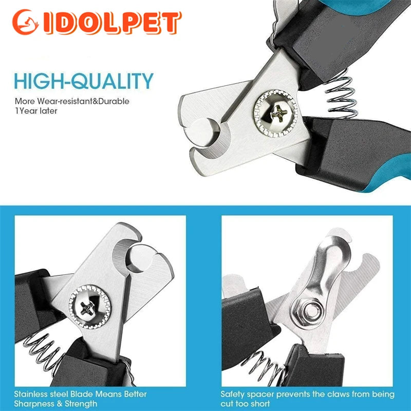 Professional Pet Nail Clipper with Safety Guard - Stainless Steel Scissors for Cat & Dog Claw Care