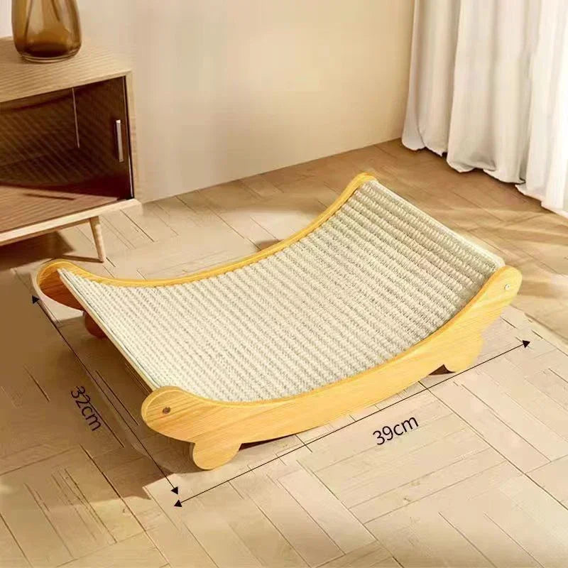 Wooden Cat Scratching Pad & Bed