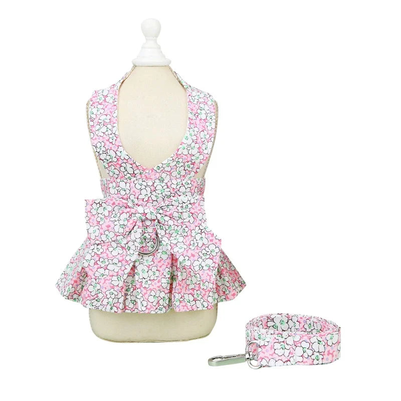 Floral Dog Harness Vest & Leash Set for Small Dogs