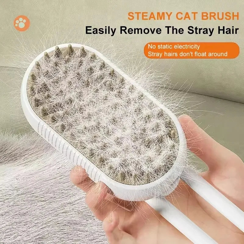 Pet Steam Brush & Comb for Cats – Electric Hair Removal & Grooming Vaporizer