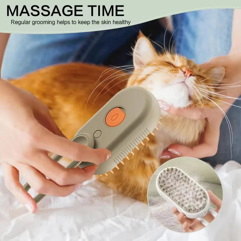 Pet Steam Brush & Comb for Cats – Electric Hair Removal & Grooming Vaporizer