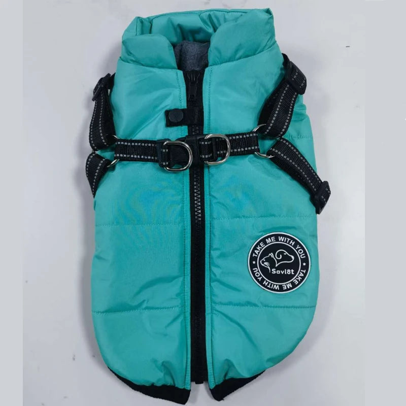 Winter Warm Dog Jacket Waterproof Pet Coat with Harness