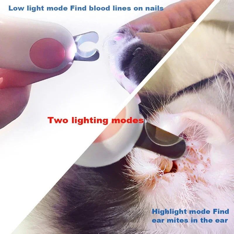 Professional Pet Nail Clipper with LED Light for Cats & Small Dogs