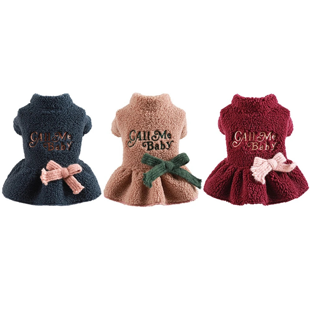 Winter Princess Skirt Bowknot Dress for Small Dogs