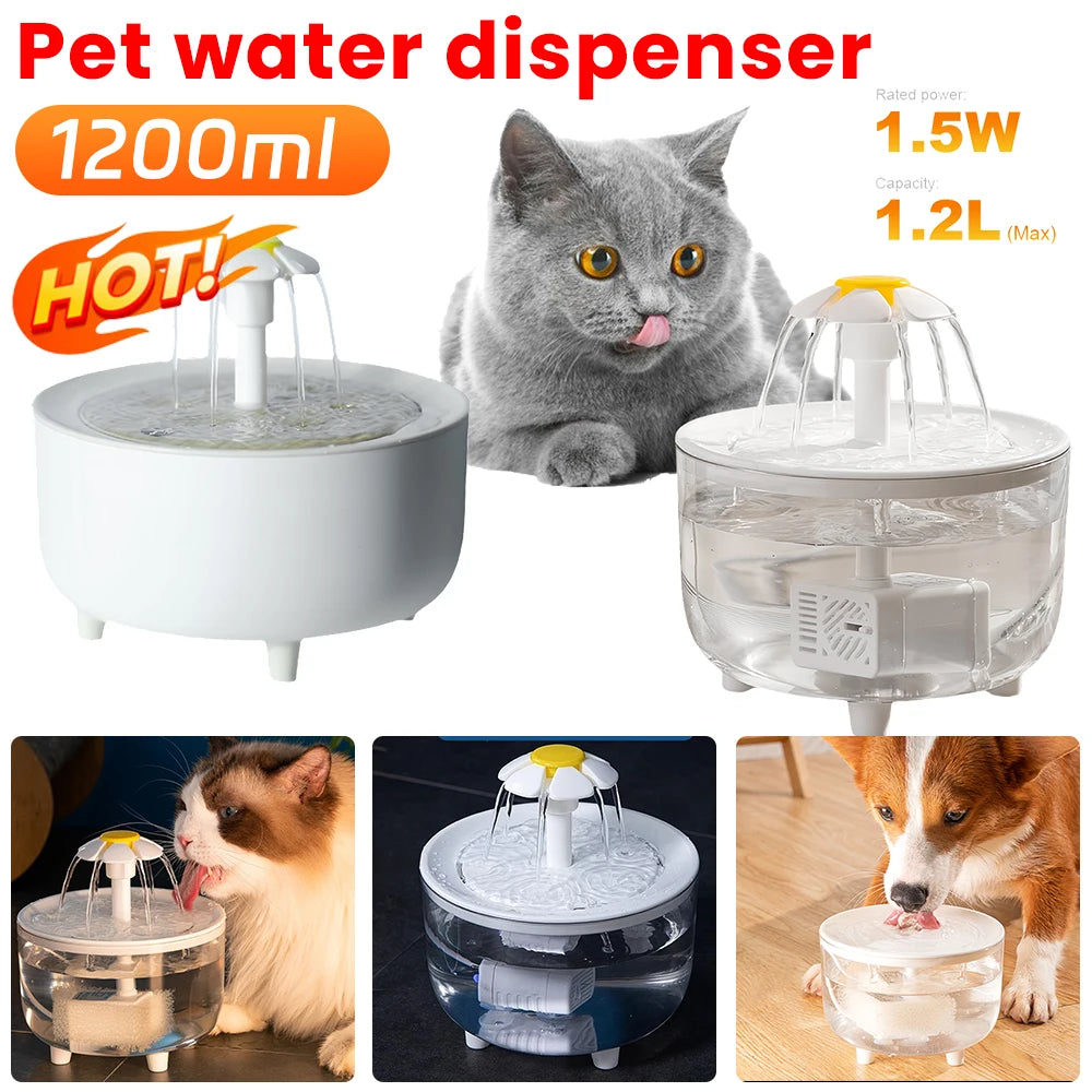 1.2L Cat Water Fountain with LED & Filters