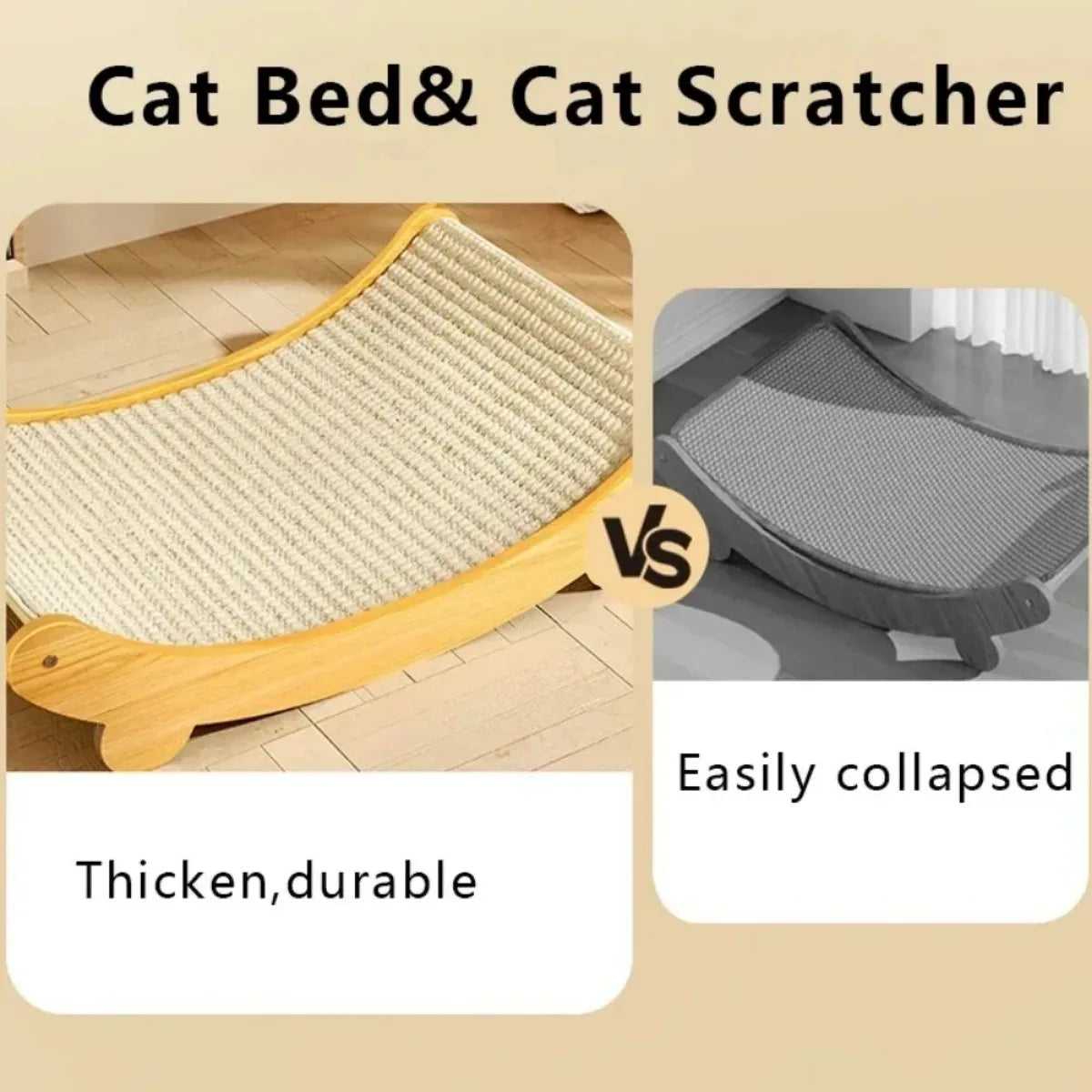 Wooden Cat Scratching Pad & Bed