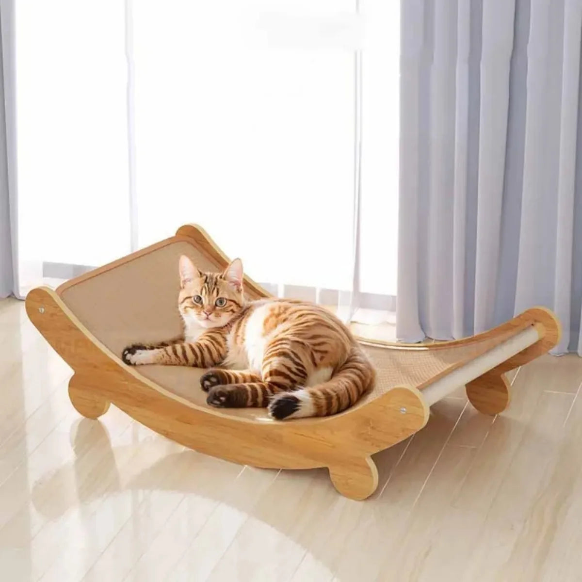 Wooden Cat Scratching Pad & Bed