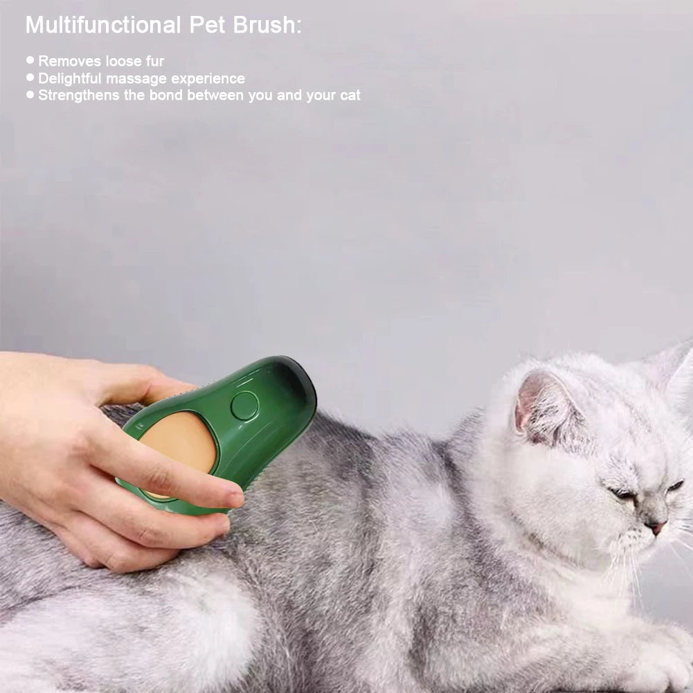 Electric 3-in-1 Dog Steamer Brush Grooming Tool