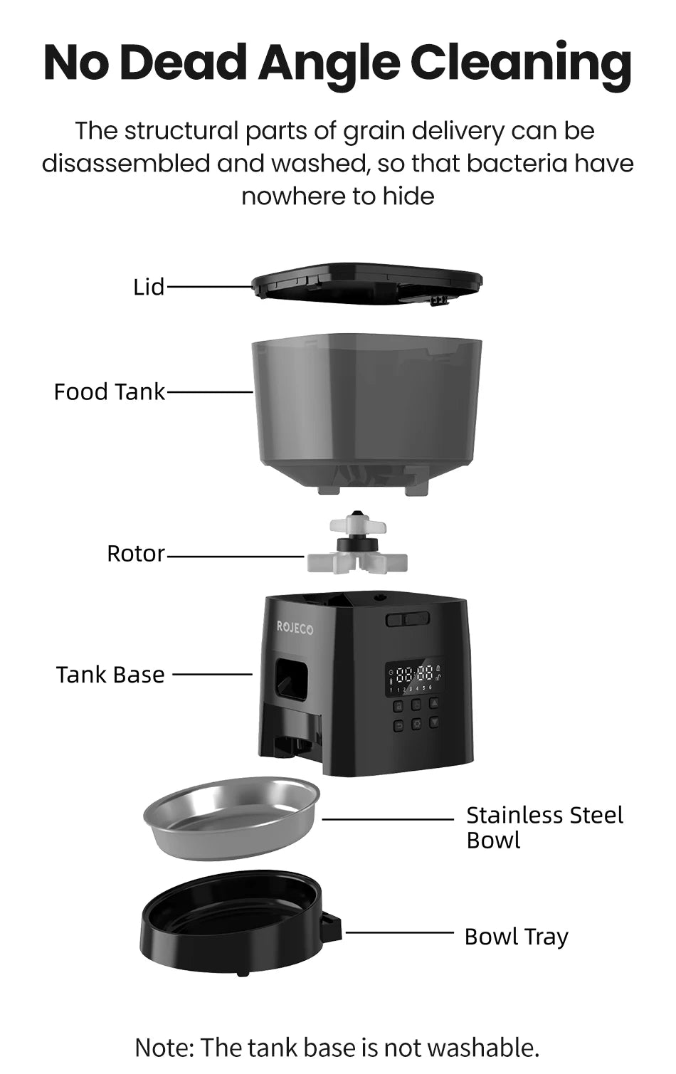 ROJECO Automatic Cat Feeder Smart Pet Food Dispenser