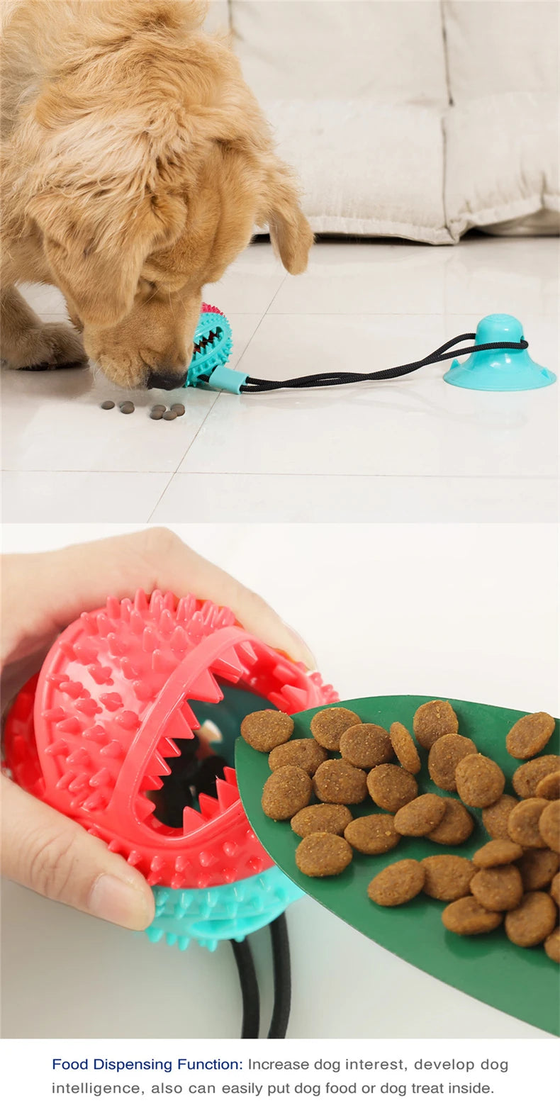 Dog Tug of War Toy Chew Toy Slow Feeder Food Dispenser