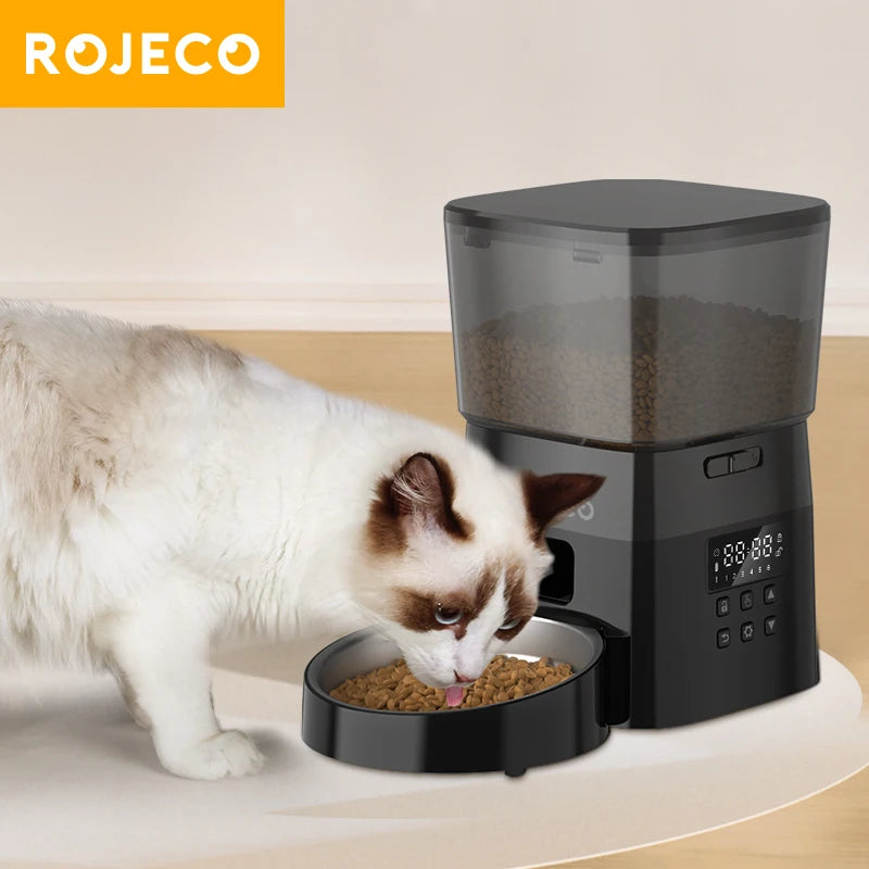 ROJECO Automatic Cat Feeder Smart Pet Food Dispenser