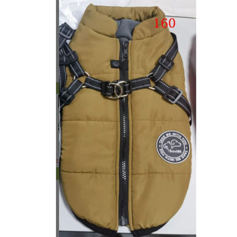 Winter Warm Dog Jacket Waterproof Pet Coat with Harness