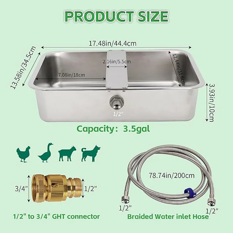 Automatic Dog Water Bowl Dispenser 13.5L Stainless Steel